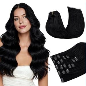 20” 7 pcs Black Clip-In Women’s Hair Extensions 100% human Hair